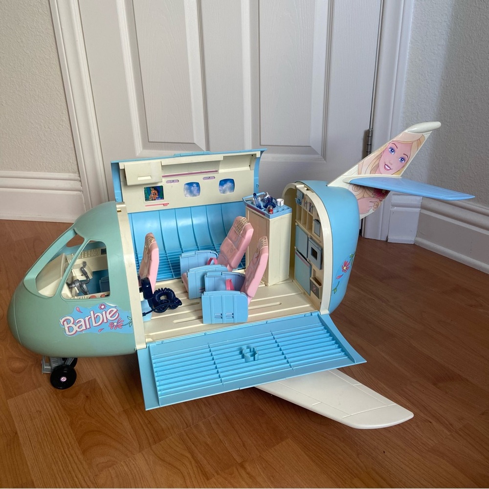 Barbie 1999 Jumbo Jet Airplane Blue Vintage Mattel